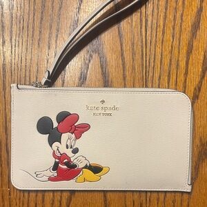 Kate Spade Cream Wristlet with Minnie Mouse Design